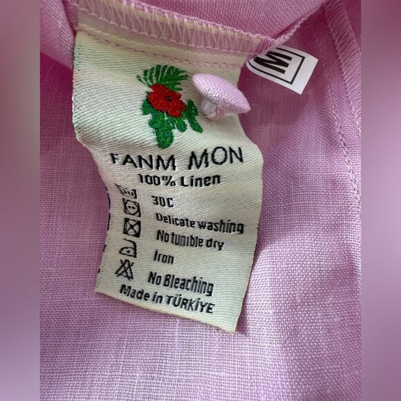 NWT Fanm Mon x Andie Kepez Kaftan Dress Aster Pink 100% Linen Size Medium - Picture 10 of 10